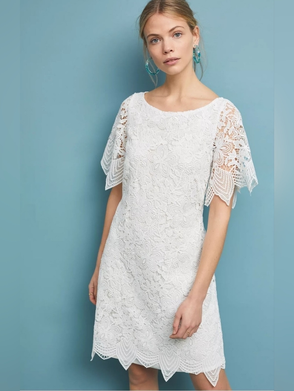 Anthropologie Charleston Cream Lace Dress Bridal Wedding Baby Graduation Rush 6